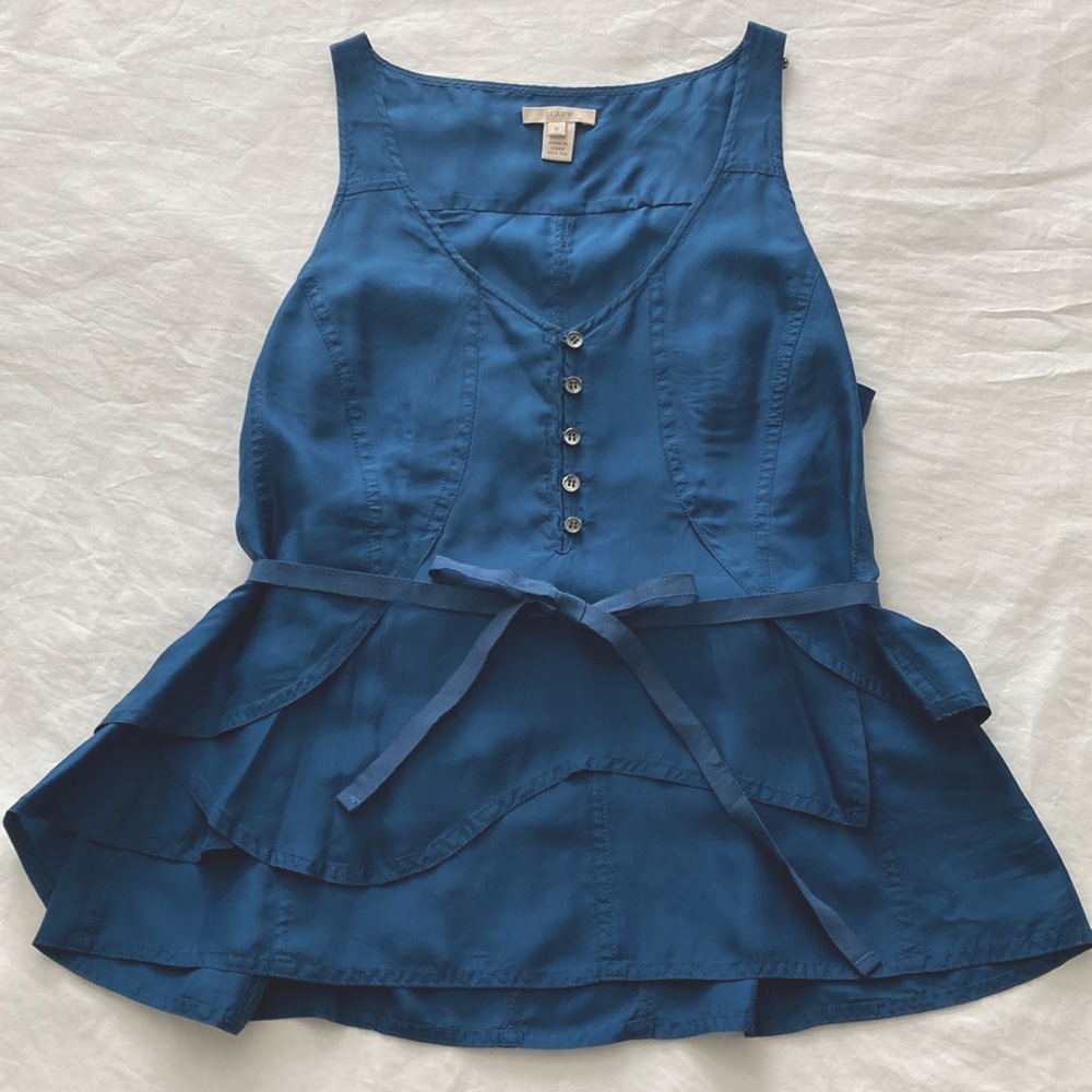 J. Crew blue sleeveless silk top, size 0